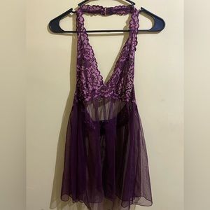 Victoria secret purple and pink lacy slip lingerie dress